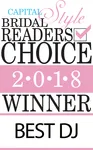 Capital Style Bridal Readers Choice 2018 Winner Best DJ badge.