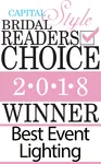 Capital Style Bridal Readers Choice 2018 Winner Best Event Lighting award graphic.