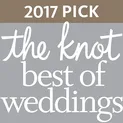 Award badge reading "2017 Pick, The Knot, Best of Weddings" on a gray background.