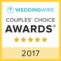 WeddingWire Couples' Choice Awards 2017 logo with five gold stars.