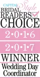 Capital Style Bridal Readers Choice award logo, Winner Wedding Day Coordinator 2016-2017.