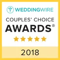 WeddingWire Couples' Choice Awards 2018 badge with five stars.
